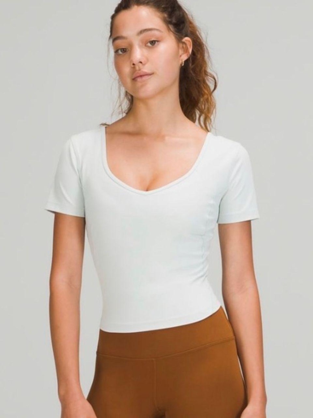 lululemon Align Nulu V Neck Short Sleeve Cropped Top